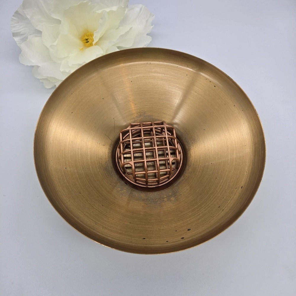 Vintage 1950's Vogue Bowl of Beauty Bronze Flower Frog Arrangement Candy Fruit
